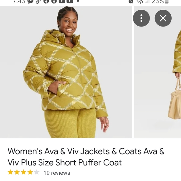 AVA & VIV GREEN DIAMOND LADIES SHORT PUFFER HOODIE JACKET SIZE 2X - Picture 14 of 15